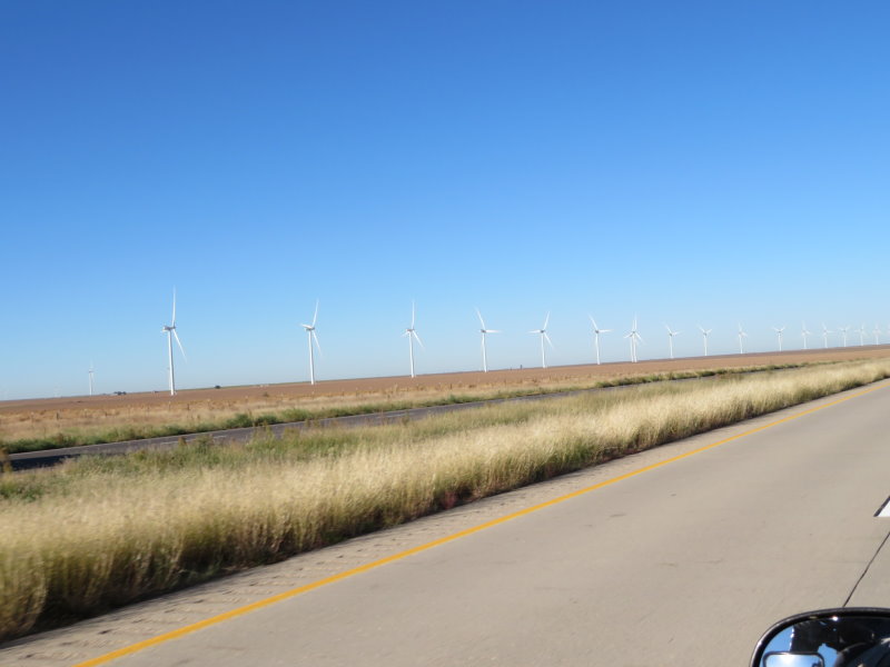 One row of Wind turbines; there were literally 100s of these in the area